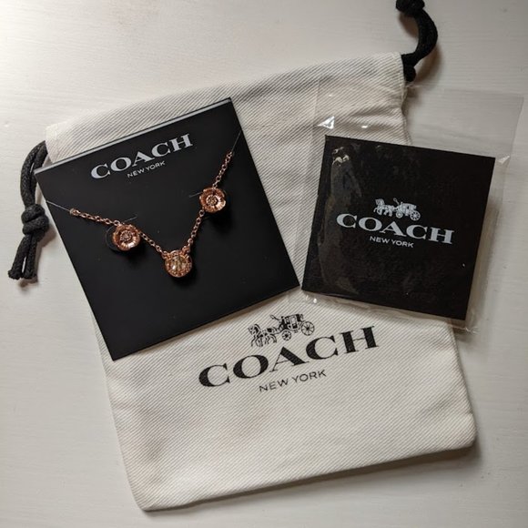 NWT Coach Tea Rose Earring and Necklace Set - Picture 1 of 5